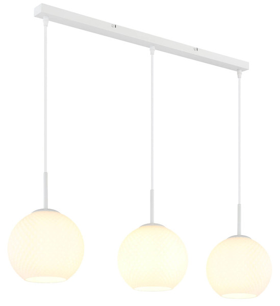 Globo Pendelleuchte Andre 3-flammig E27 Weiß matt opal Metall Glaskugeln 120x90cm
