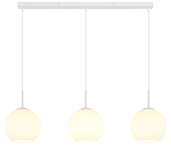 Globo Pendelleuchte Andre 3-flammig E27 Weiß matt opal Metall Glaskugeln 120x90cm