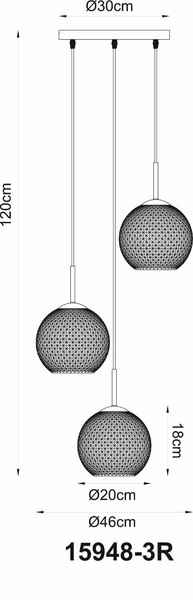Globo Pendelleuchte Andre 3-flammig E27 Weiß matt opal Metall Glaskugeln Ø46cm