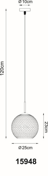 Globo Pendelleuchte Andre E27 Weiß matt opal Metall Glaskugel Ø25cm