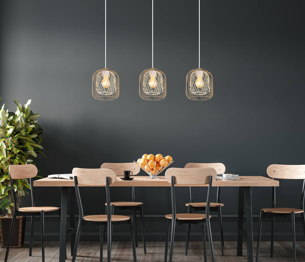 Globo Dichti E27 Hängeleuchte 3-fach 40W Sandfarben Matt, Metall Ø18cm 15965-3H