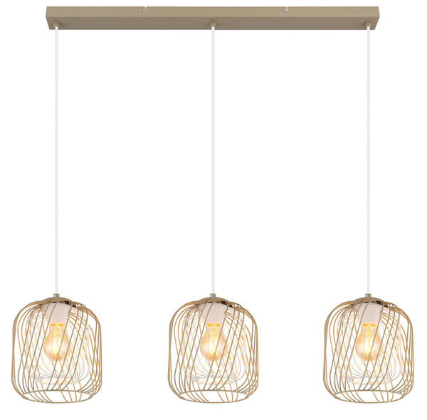 Globo Dichti E27 Hängeleuchte 3-fach 40W Sandfarben Matt, Metall Ø18cm 15965-3H