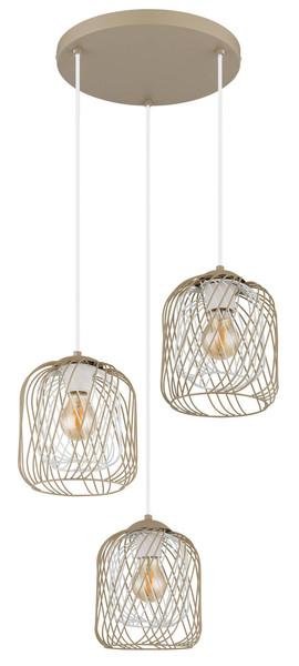 Globo Dichti E27 Hängeleuchte 3-fach 40W Sandfarben Matt, Metall Ø18cm 15965-3HR