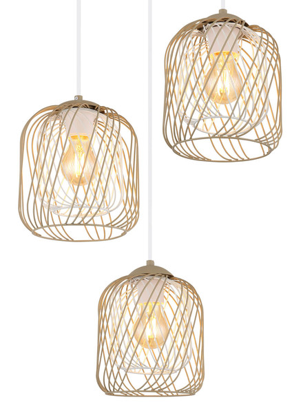 Globo Dichti E27 Hängeleuchte 3-fach 40W Sandfarben Matt, Metall Ø18cm 15965-3HR