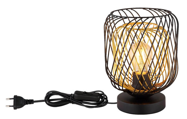 Globo Tischleuchte Dichti E27 Schwarz matt Metall Metallgeflecht Ø18cm