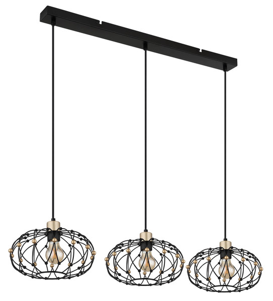 Globo Greys E27 Hängeleuchte 3-fach 40W Schwarz Matt, Metall Ø28cm 15966-3H