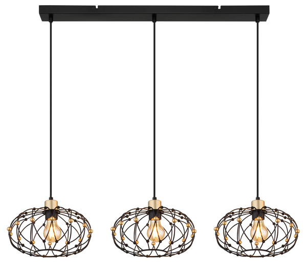 Globo Greys E27 Hängeleuchte 3-fach 40W Schwarz Matt, Metall Ø28cm 15966-3H