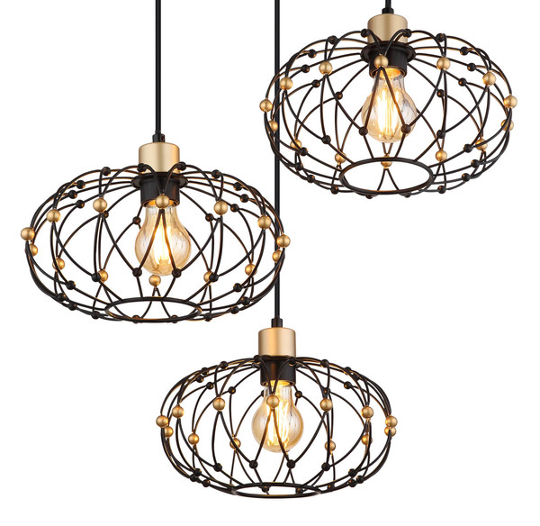 Globo Greys E27 Hängeleuchte 3-fach 40W Schwarz Matt, Metall Ø28cm 15966-3HR