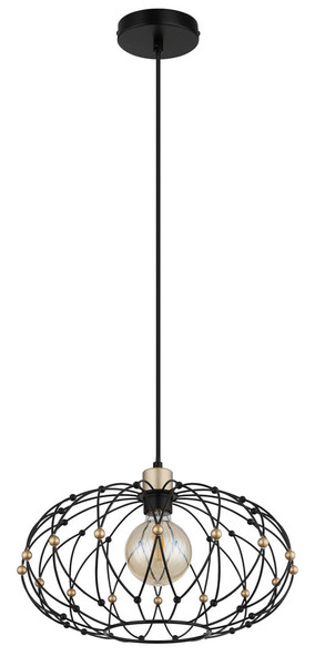 Globo Greys E27 Hängeleuchte 40W Schwarz Matt, Metall Ø40cm 15966H