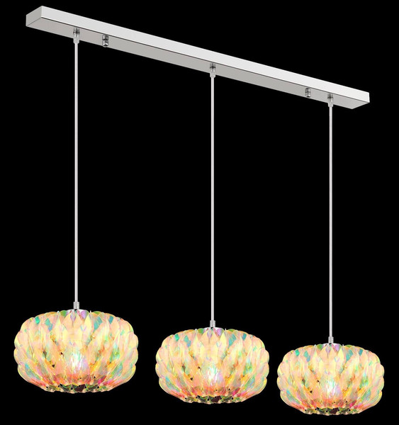 Globo Pendelleuchte Juana 3-flammig E27 Verchromt klar verspiegelt Metall 120x95cm