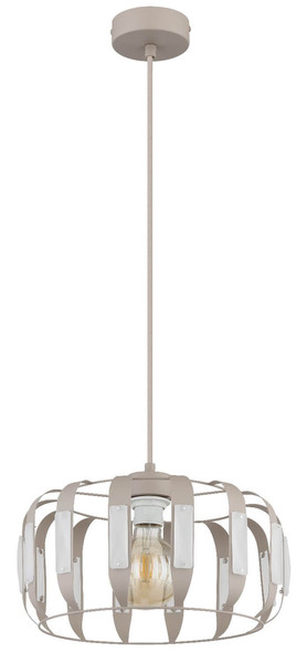 Globo Pendelleuchte Arlen E27 Weiß matt sandfarben matt Metall Metallstäbe Ø35cm