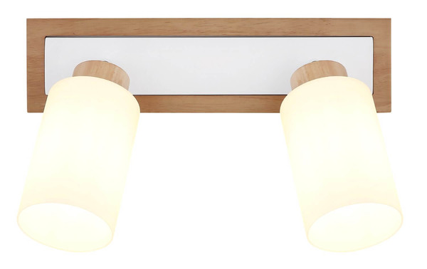Globo Strahler Rowena 2-flammig E27 Braun opal matt Holz Glas 60x22cm