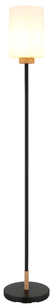Globo Stehleuchte Rowena E27 Schwarz matt opal matt Metall Glas 150cm