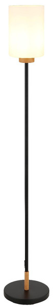 Globo Stehleuchte Rowena E27 Schwarz matt opal matt Metall Glas 150cm