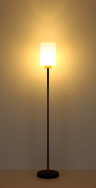 Globo Stehleuchte Rowena E27 Schwarz matt opal matt Metall Glas 150cm