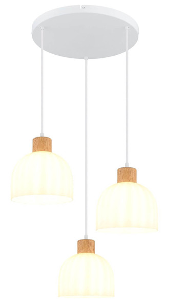Globo Pendelleuchte Swanson 3-flammig E27 Weiß matt Metall Glas Ø51cm