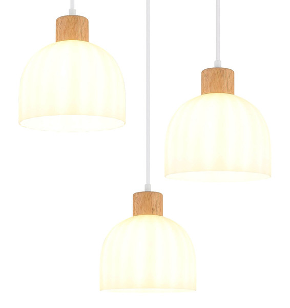 Globo Pendelleuchte Swanson 3-flammig E27 Weiß matt Metall Glas Ø51cm