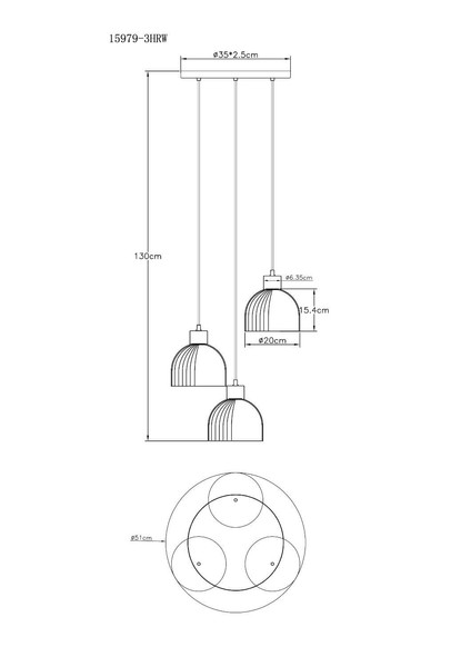 Globo Pendelleuchte Swanson 3-flammig E27 Weiß matt Metall Glas Ø51cm