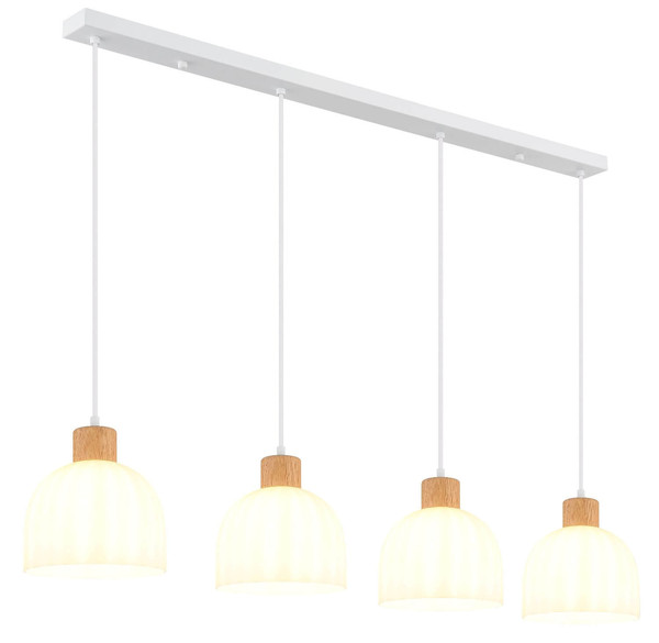 Globo Pendelleuchte Swanson 4-flammig E27 Weiß matt Metall Glas 120x113cm