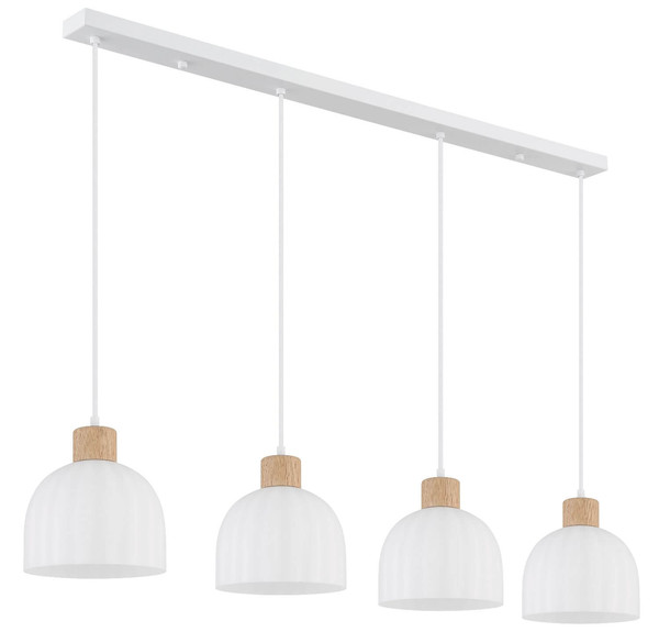 Globo Pendelleuchte Swanson 4-flammig E27 Weiß matt Metall Glas 120x113cm