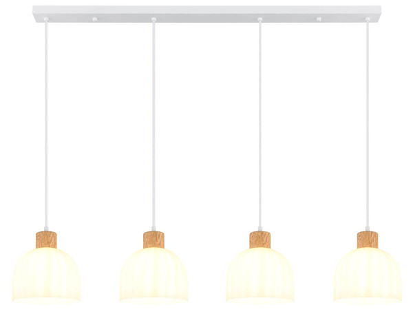 Globo Pendelleuchte Swanson 4-flammig E27 Weiß matt Metall Glas 120x113cm