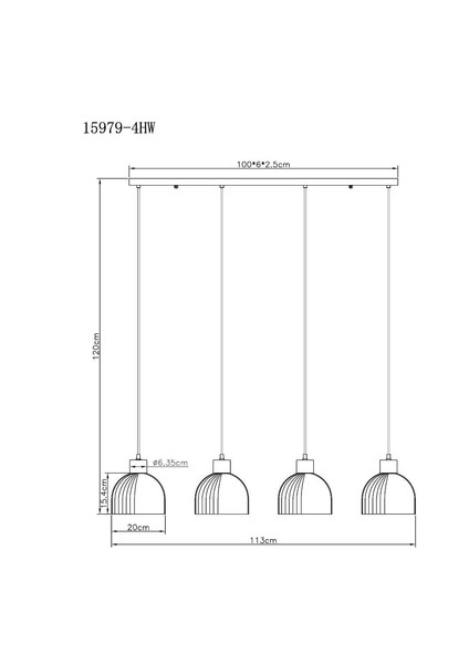 Globo Pendelleuchte Swanson 4-flammig E27 Weiß matt Metall Glas 120x113cm