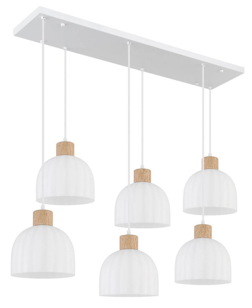 Globo Pendelleuchte Swanson 6-flammig E27 Weiß matt Metall Glas 120x105cm