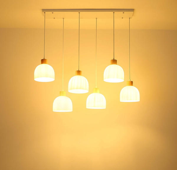 Globo Pendelleuchte Swanson 6-flammig E27 Weiß matt Metall Glas 120x105cm