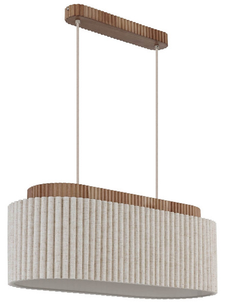 Globo Pendelleuchte Jannie 3-flammig E27 Braun naturfarben Holz Leinen 150x70cm
