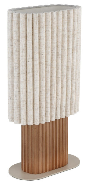 Globo Tischleuchte Jannie E27 Braun naturfarben Holz Leinen 45x23cm