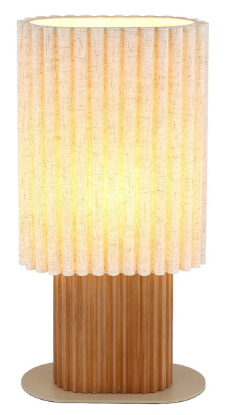 Globo Tischleuchte Jannie E27 Braun naturfarben Holz Leinen 45x23cm