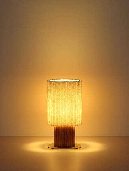 Globo Tischleuchte Jannie E27 Braun naturfarben Holz Leinen 45x23cm