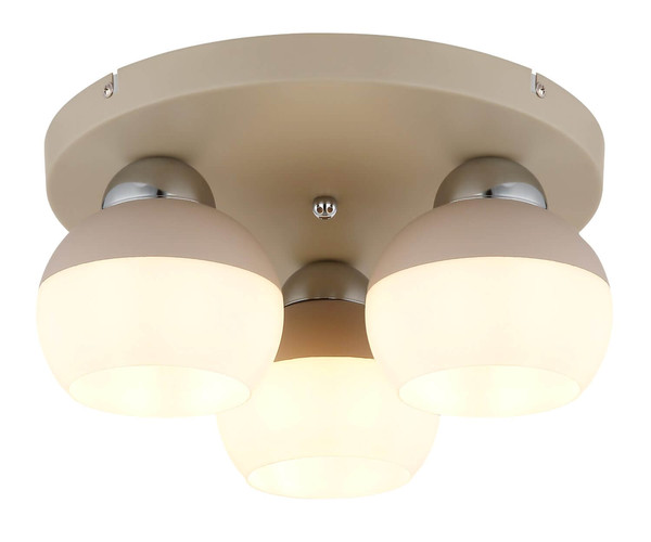 Globo Deckenleuchte Ragusa 3-flammig E27 Sandfarben matt Metall Glaskugeln Ø31,5cm