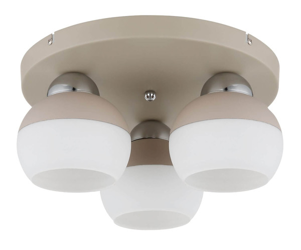 Globo Deckenleuchte Ragusa 3-flammig E27 Sandfarben matt Metall Glaskugeln Ø31,5cm