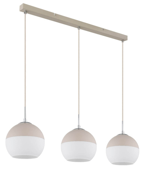 Globo Pendelleuchte Ragusa 3-flammig E27 Sandfarben matt Metall Glaskugeln 120x90cm