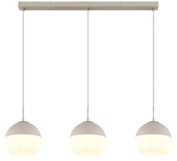 Globo Pendelleuchte Ragusa 3-flammig E27 Sandfarben matt Metall Glaskugeln 120x90cm