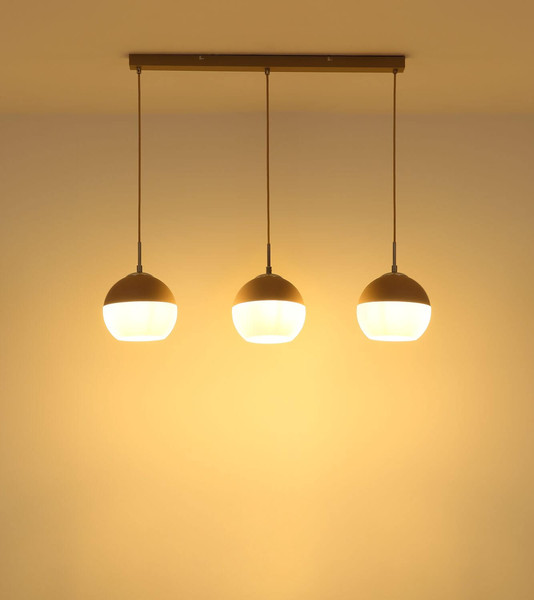 Globo Pendelleuchte Ragusa 3-flammig E27 Sandfarben matt Metall Glaskugeln 120x90cm
