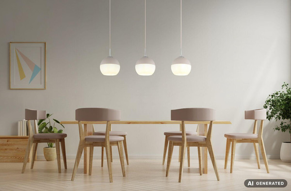 Globo Pendelleuchte Ragusa 3-flammig E27 Sandfarben matt Metall Glaskugeln 120x90cm