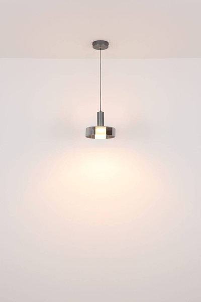 Globo LED Pendelleuchte Grant 8W warmweiss Grau matt rauchfarben Aluminium Gebürstet Glas Ø22cm