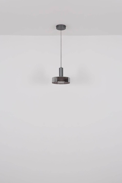 Globo LED Pendelleuchte Grant 8W warmweiss Grau matt rauchfarben Aluminium Gebürstet Glas Ø22cm