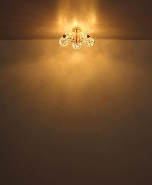 Globo LED Deckenleuchte Floriella 15W warmweiss Goldfarben klar Metall Glaskristalle Ø50cm