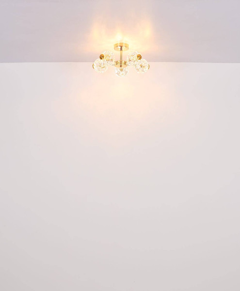 Globo LED Deckenleuchte Floriella 15W warmweiss Goldfarben klar Metall Glaskristalle Ø50cm