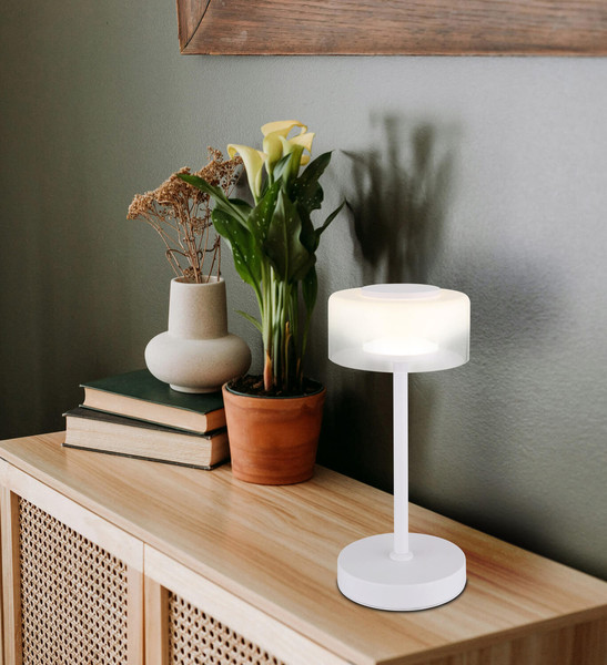 Globo Belinda LED Tischleuchte 6W Neutralweiß Weiß Matt, Metall Ø15cm 16024TW