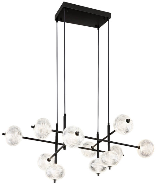 Globo LED Pendelleuchte Aida 70W CCT warm-/neutral-/tageslichtweiss Schwarz matt Metall 220x115cm