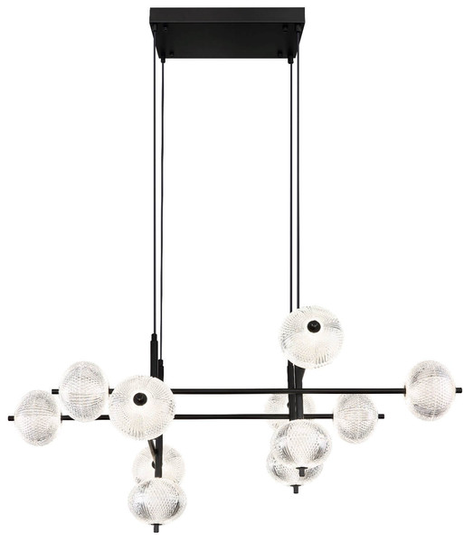 Globo LED Pendelleuchte Aida 70W CCT warm-/neutral-/tageslichtweiss Schwarz matt Metall 220x115cm