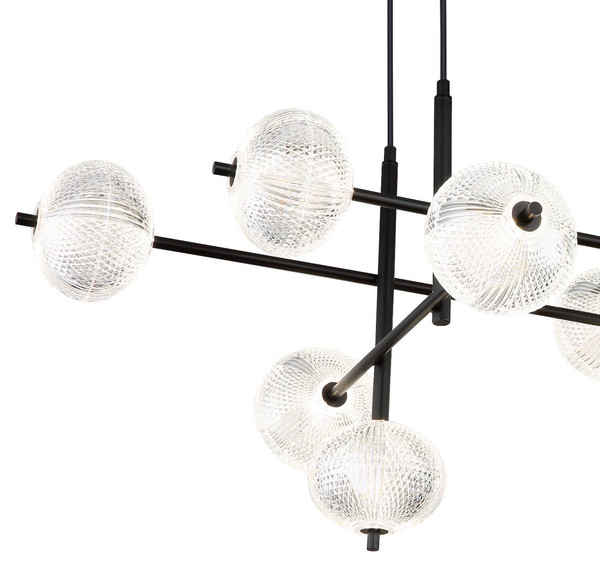 Globo LED Pendelleuchte Aida 70W CCT warm-/neutral-/tageslichtweiss Schwarz matt Metall 220x115cm