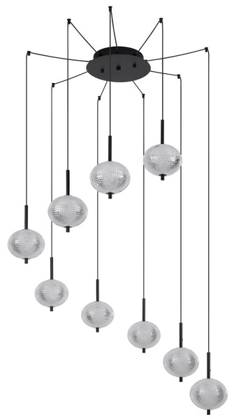 Globo Aida LED Hängeleuchte 60W CCT Schwarz Matt, Metall Memoryfunktion Ø15cm 16042-9H