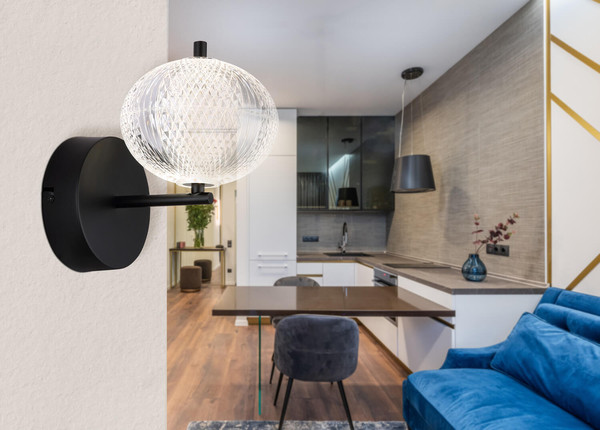 Globo Aida LED Wandleuchte 7W CCT Schwarz Matt, Metall Memoryfunktion Ø15cm 16042W