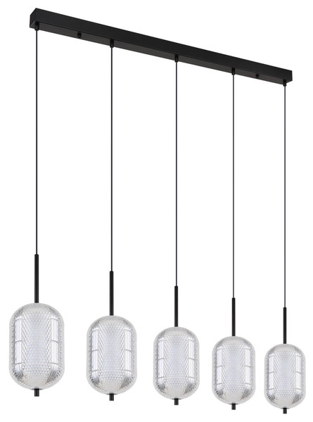 Globo Kurius LED Hängeleuchte 60W CCT Schwarz Matt, Metall Memoryfunktion Ø15cm 16043-5H