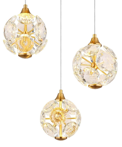 Globo LED Pendelleuchte Virina 24W warmweiss Goldfarben klar Metall K9 Kristalle Ø41cm